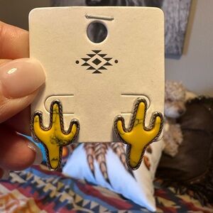 Vibrant Yellow Cactus Earrings